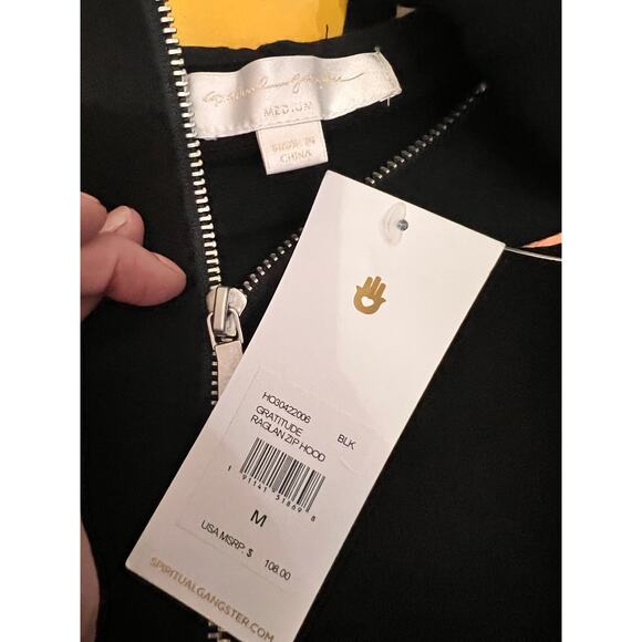 Spiritual Gangster Gratitude Raglan Zip-Up Hoodie Black Women's Medium NWT - Picture 5 of 7